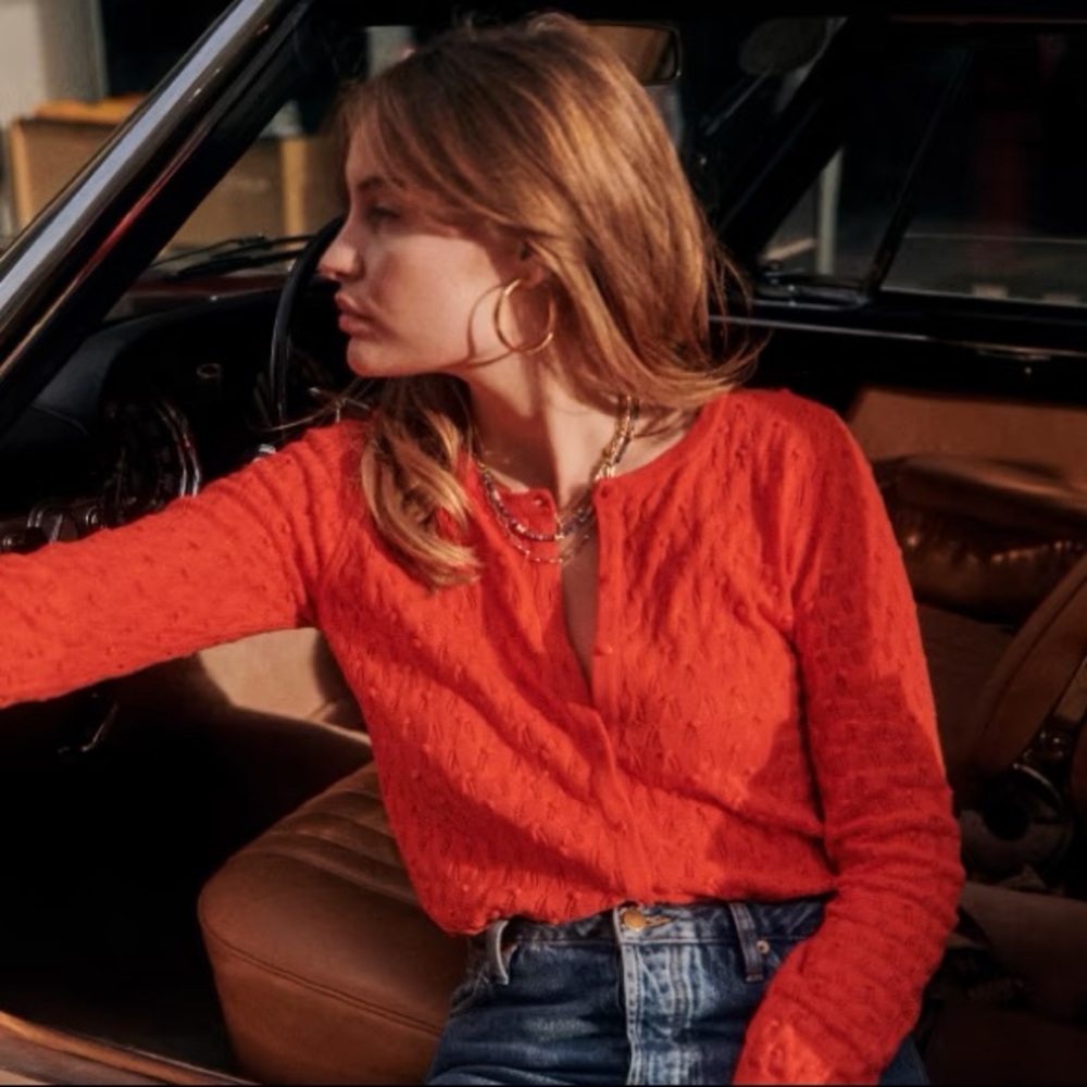 Sezane Phillippe Jumper (Coral Red)